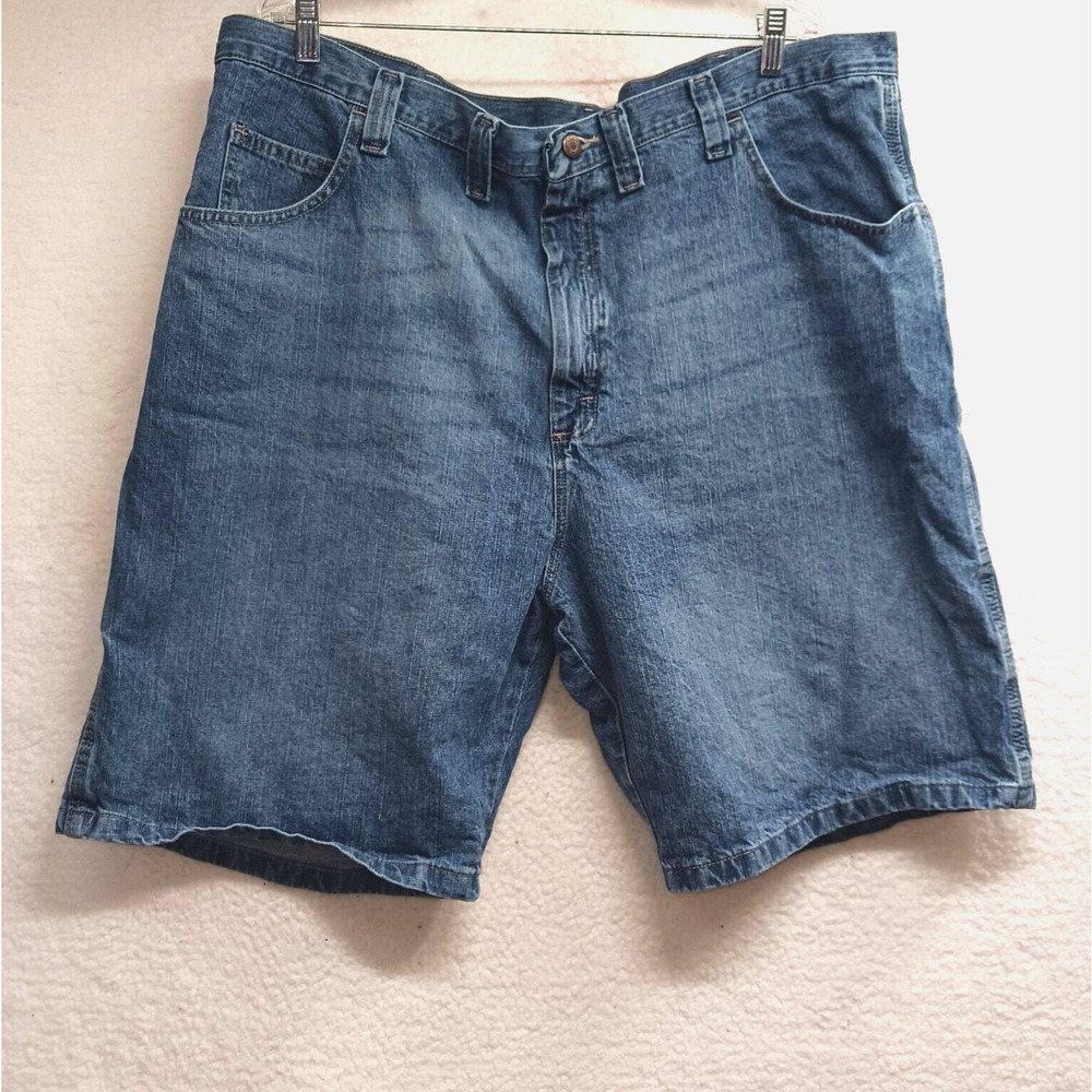 Wrangler‎ Mens Carpenter Jean Shorts Size 44R Relaxed Fit Blue Denim Cotton